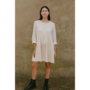 Ces femme SLUBBED COTTON TEXTURED LONG SLEEVE DRESS